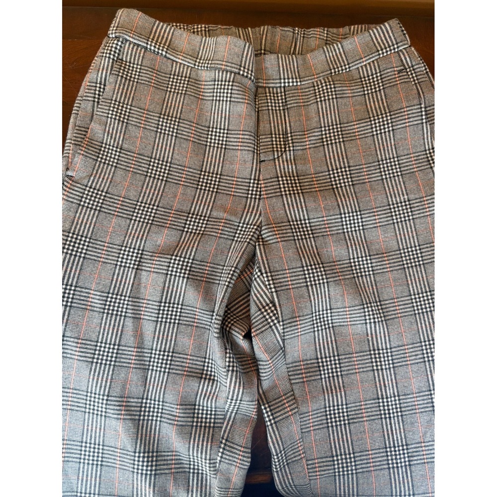Old Navy Pixie Ankle Pants Grey Orange Glen Plaid‎ Check Trousers Womens Size 2